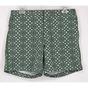 Fair Harbor Swim Trunks Mens 30 Green Geometric Pattern Lined w/Pockets 6"